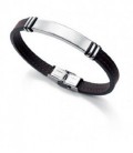 PULSERA  ACERO Y CAUCHO NEGRO SR FASHION