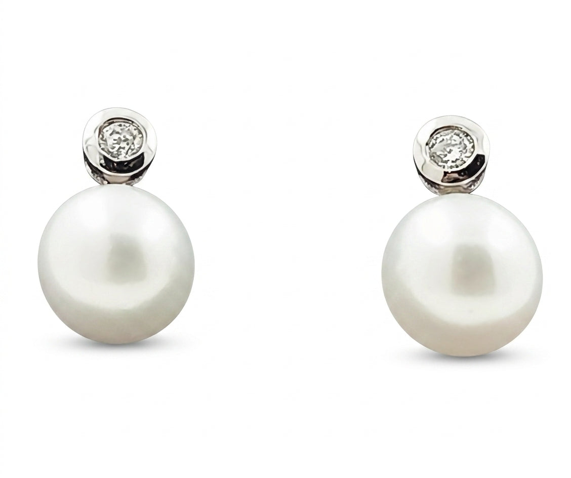 PENDIENTES ORO BLANCO 18 KTES, TU Y YO CON DIAMANTES