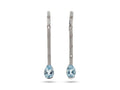 Pendientes oro blanco 18 ktes , Diamantes, colgantes con agua marina