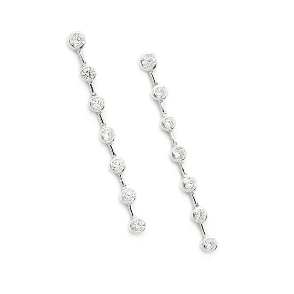Pendientes Largos de Plata con 7 Circonitas