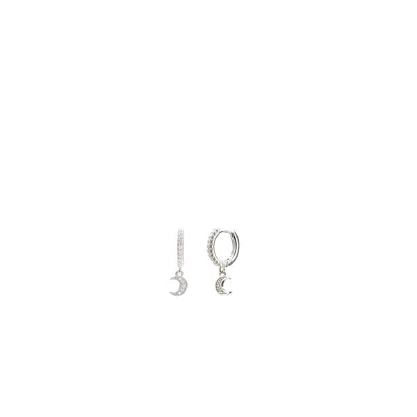 Pendientes Criollas con Circonitas y Luna Colgante