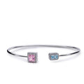 Esclava de Plata con Piedras Rosa y Azul Claro