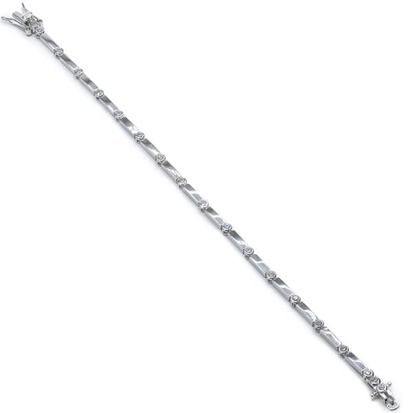 Pulsera de Plata Malla Rectangular con Circonitas