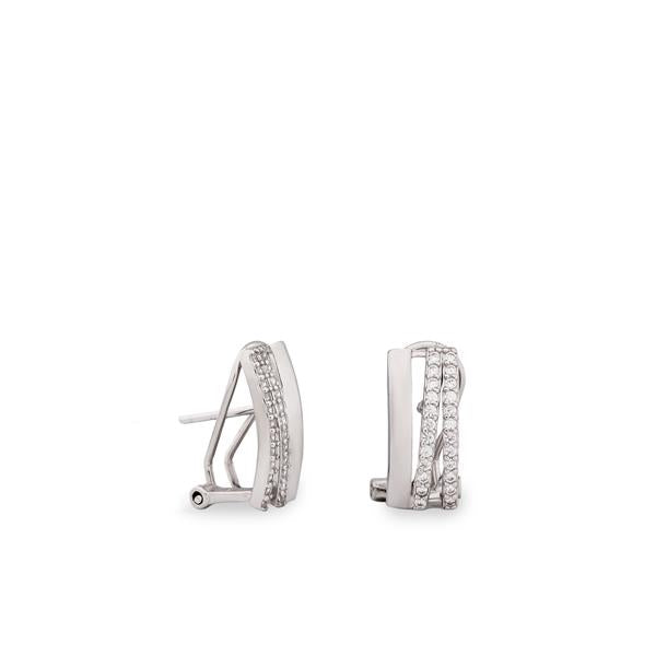 Pendientes de Plata en Forma de V con Circonitas y Cierre Omega