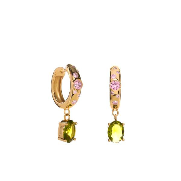 Pendientes de Plata Chapada con Piedra Verde