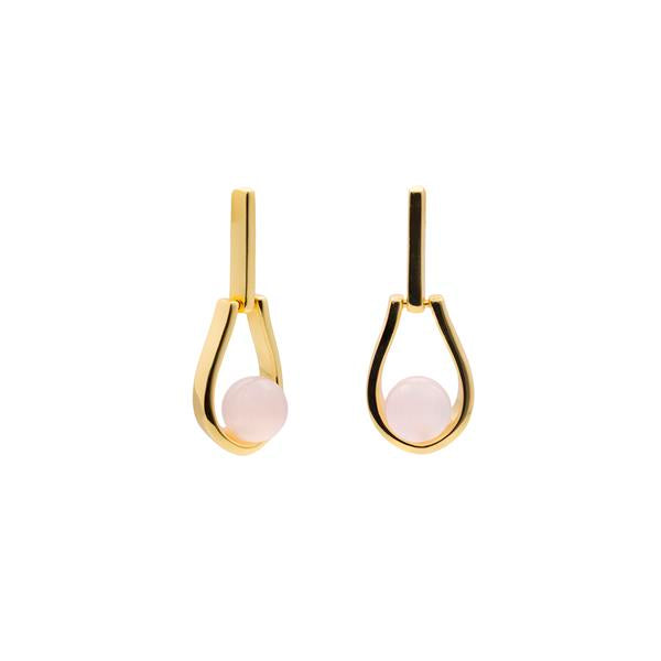 Pendientes de Plata Chapada con Bola Rosa