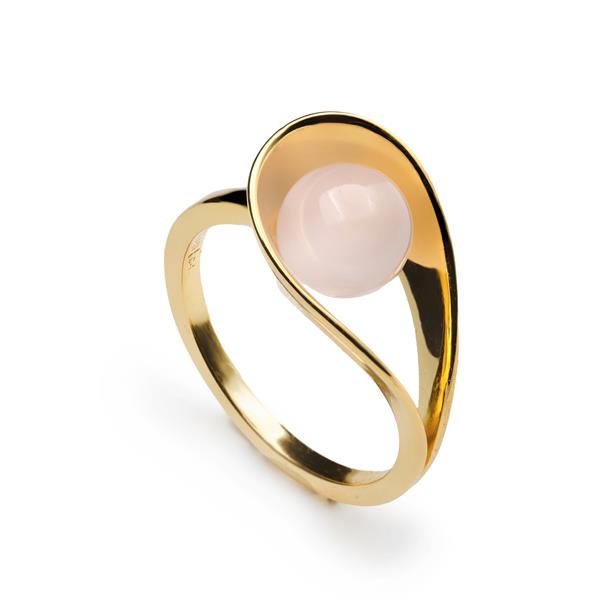 Sortija de Plata Chapada con Bola Rosa