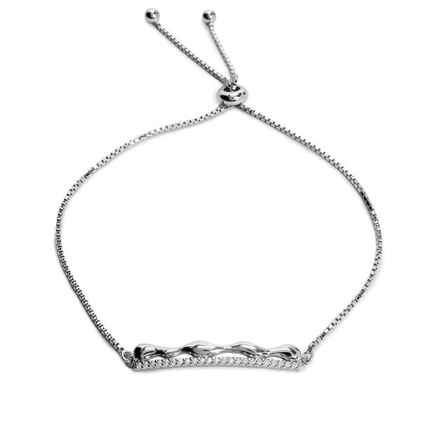 Pulsera Ondulada de Plata con Línea de Circonitas