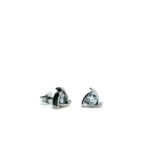 Pendientes Bumerán de Plata con Circonitas