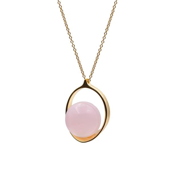 Gargantilla de Plata Chapada con Bola Rosa