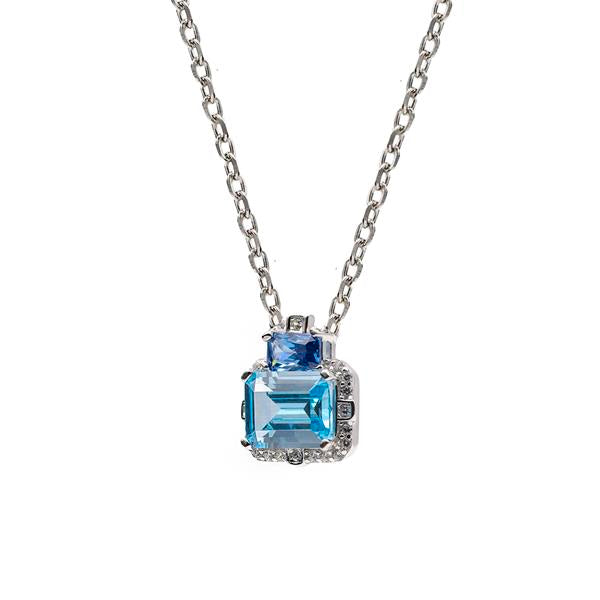 Gargantilla de Plata con 2 Piedras Azul Intenso