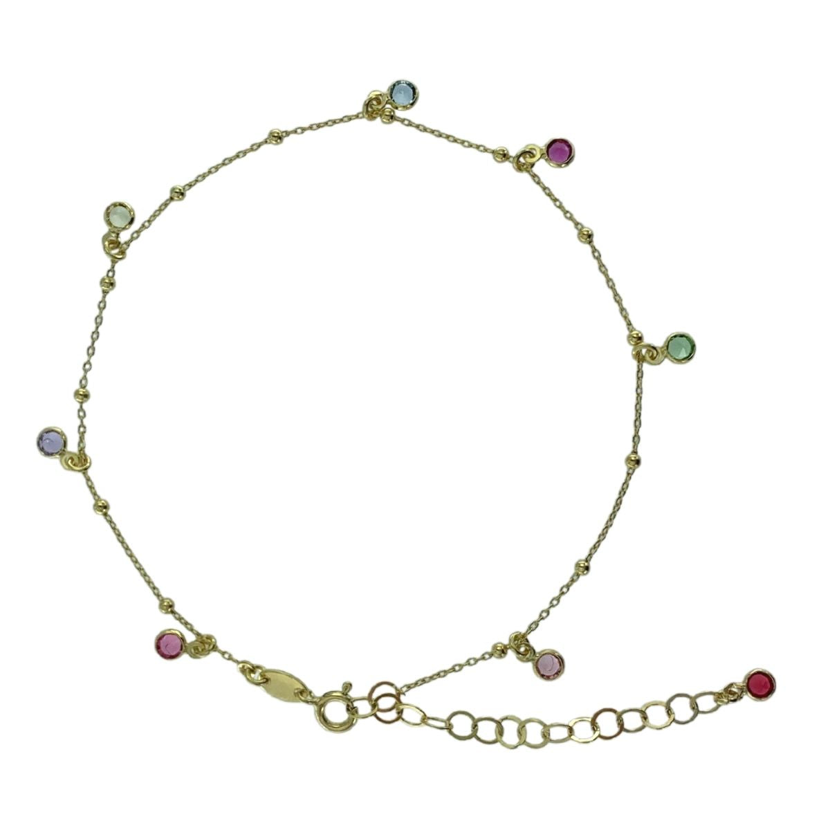 TOBILLERA PLATA CHAPADA CON COLGANTES