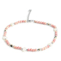 TOBILLERA PLATA PERLAS ROSA Y BLANCA