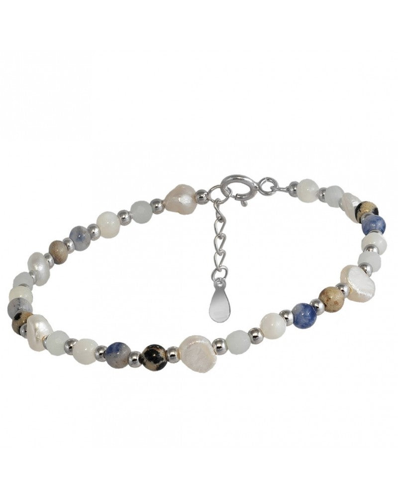 TOBILLERA PERLA COLORES AZUL