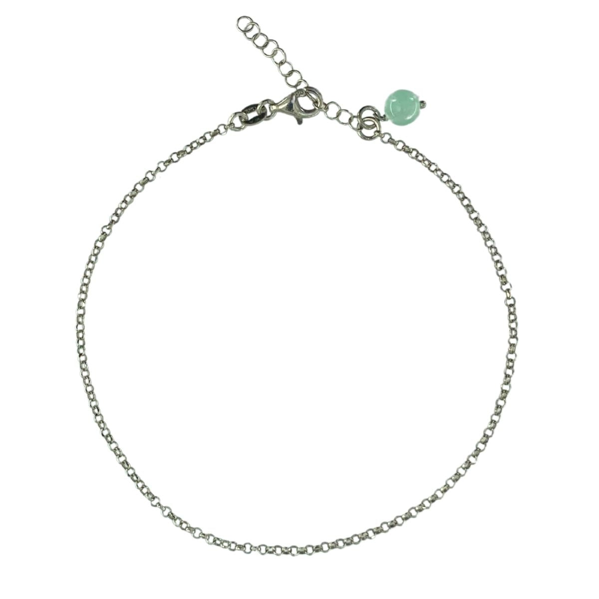 TOBILLERA DE PLATA BOLA VERDE