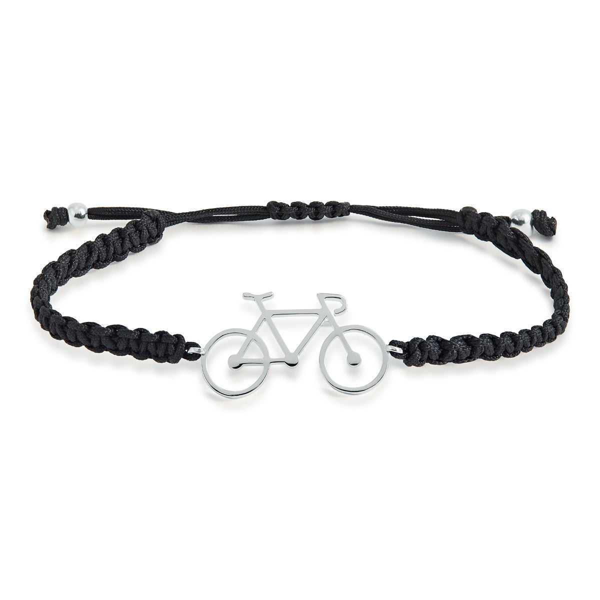 PULSERA PLATA MACRAME NEGRA BICICLETA