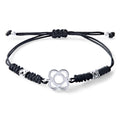 PULSERA PLATA MACRAME NEGRO FLOR PANOT