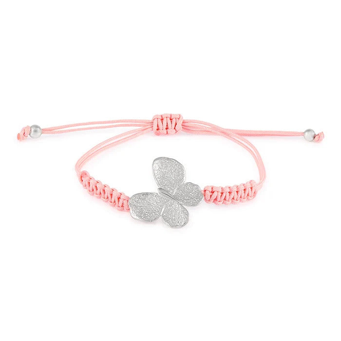 PULSERA PLATA MACRAME ROSA