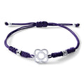 PULSERA PLATA MACRAME LILA FLOR GRACIA