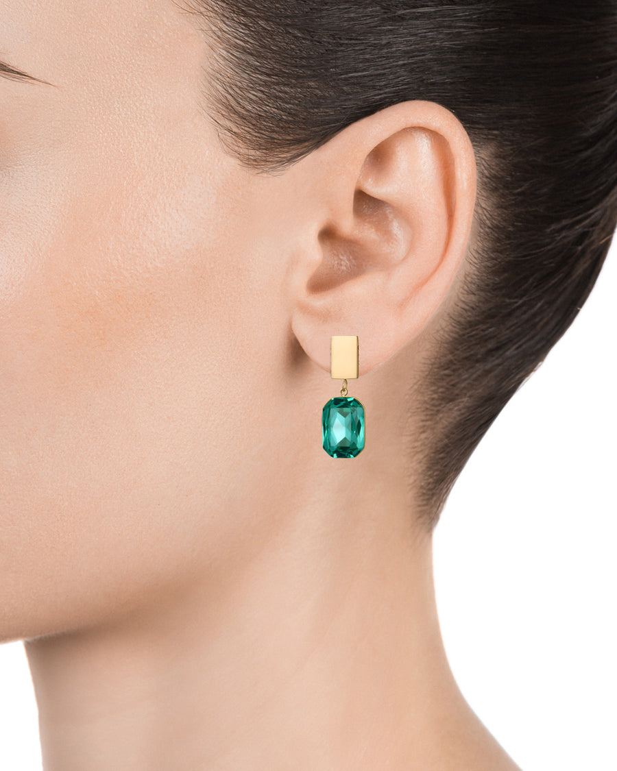 PENDIENTE ACERO IP DORADO CRISTAL PARA ELLA COLOR VERDE FN