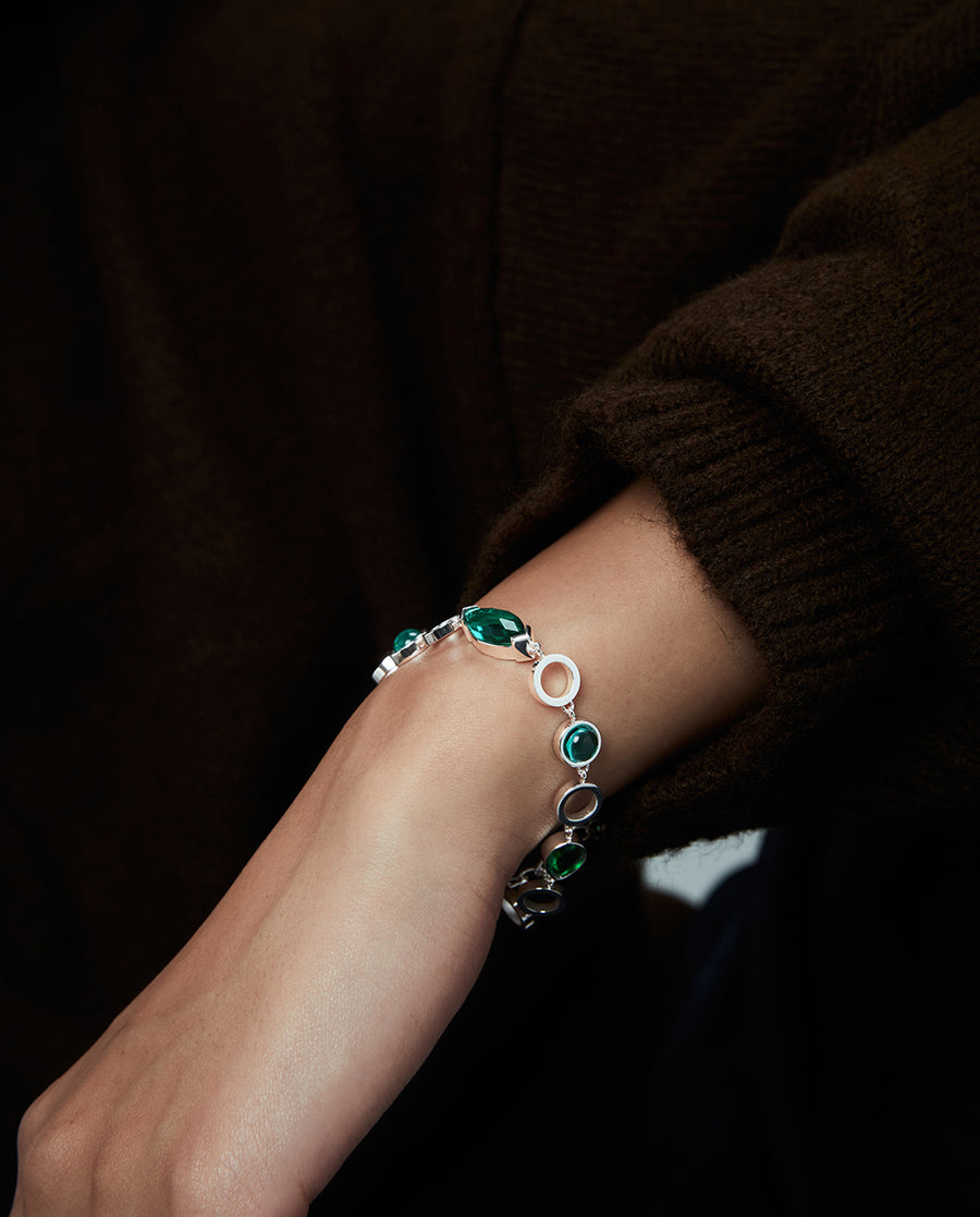 PULSERA ACERO CHAPADA, CRISTAL FASHION