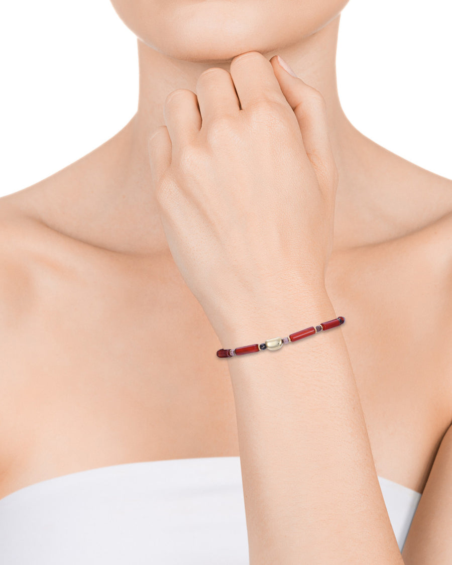 PULSERA ACERO CHAPADA, CRISTAL FASHION