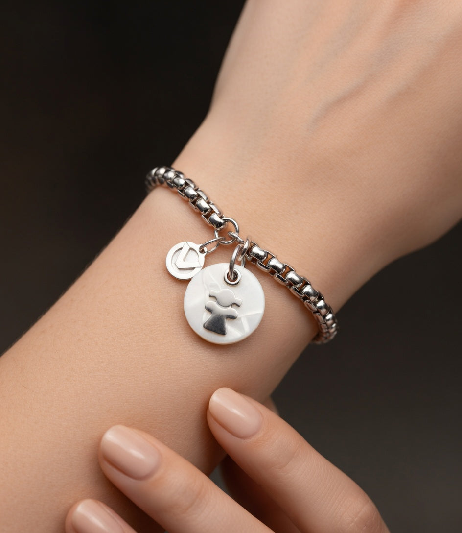 PULSERA ACERO Y ACETATO MARFIL SRA FASHI