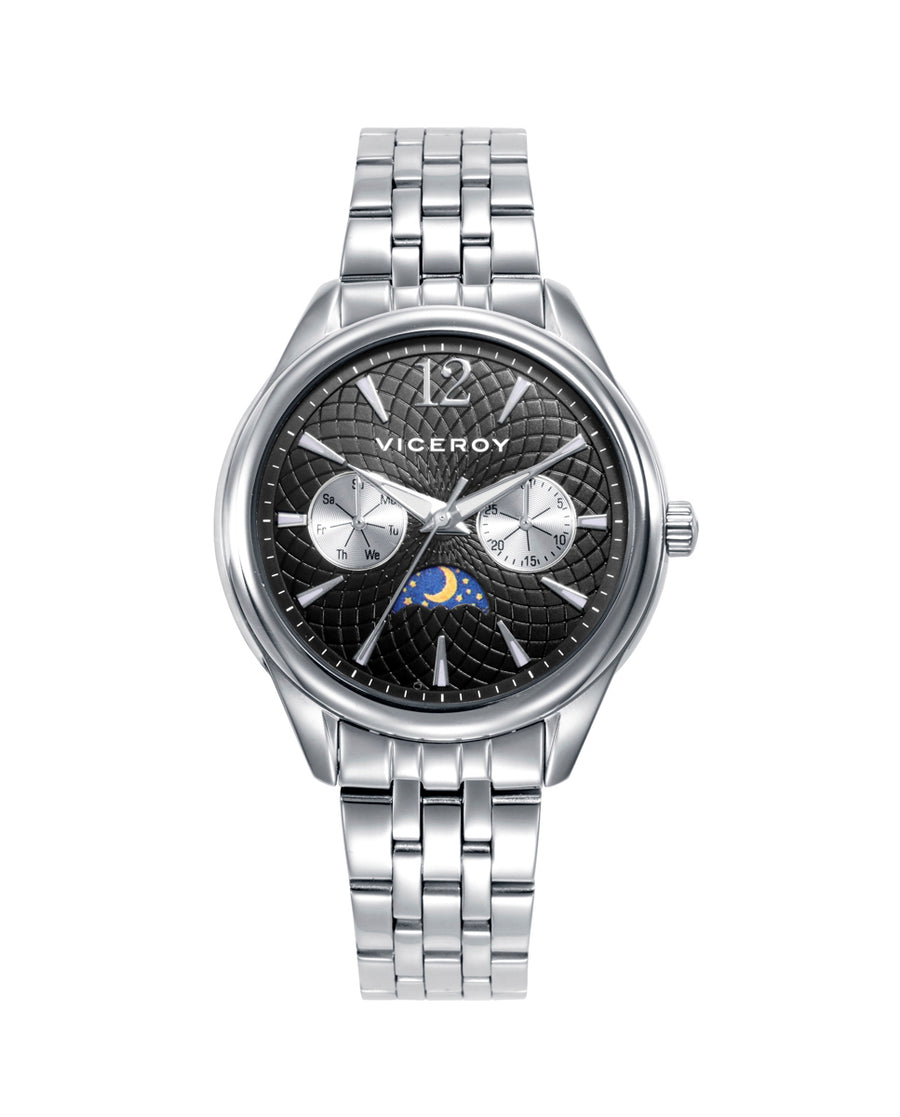 Reloj Viceroy mujer de acero esfera negra sumergible 5 ATM Ref. 401236-55
