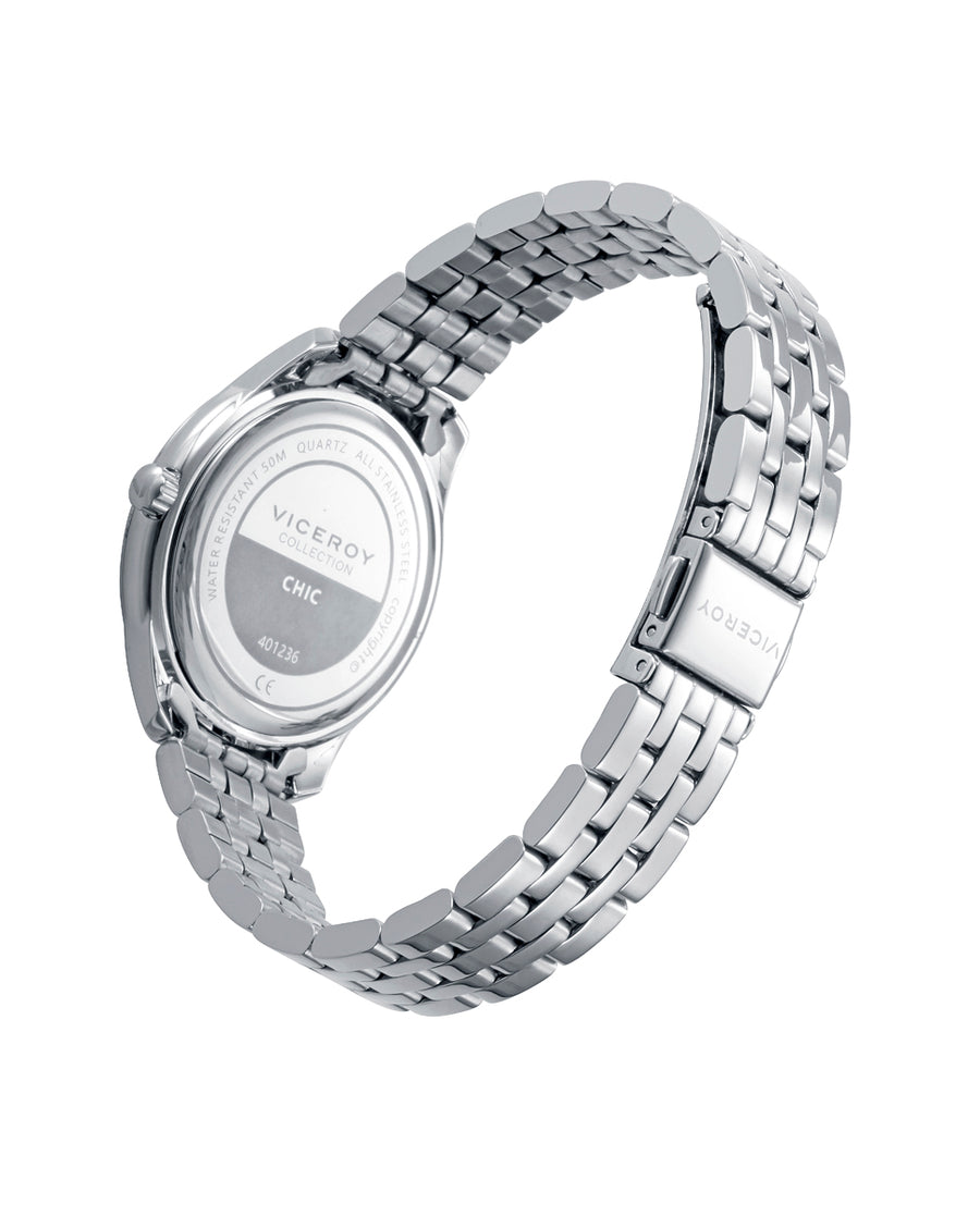 Reloj Viceroy mujer de acero esfera negra sumergible 5 ATM Ref. 401236-55