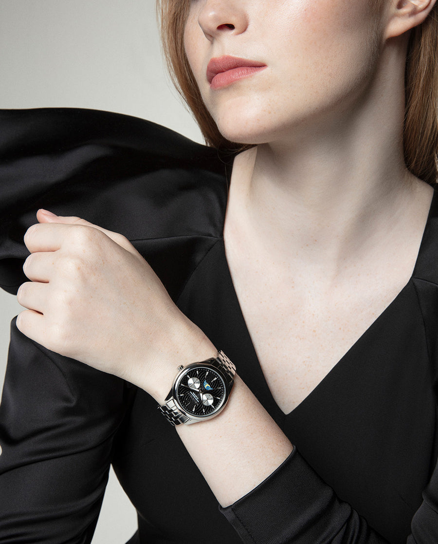 Reloj Viceroy mujer de acero esfera negra sumergible 5 ATM Ref. 401236-55