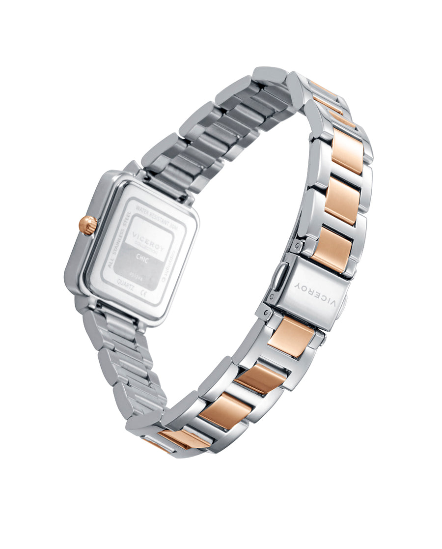 Reloj Viceroy mujer de acero bicolor IP rosa con circonitas Ref. 401244-33