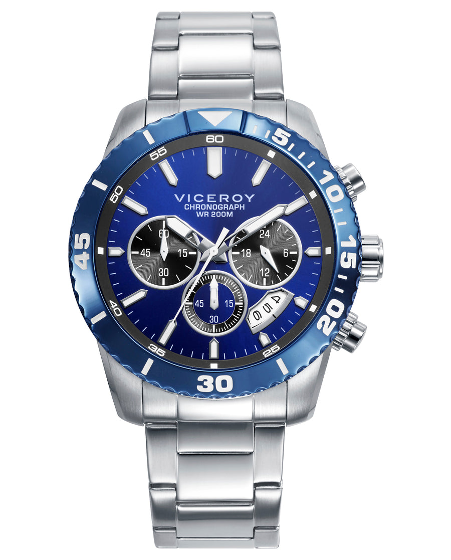 Reloj Viceroy hombre deportivo de acero IP azul 20 ATM - 401457-37