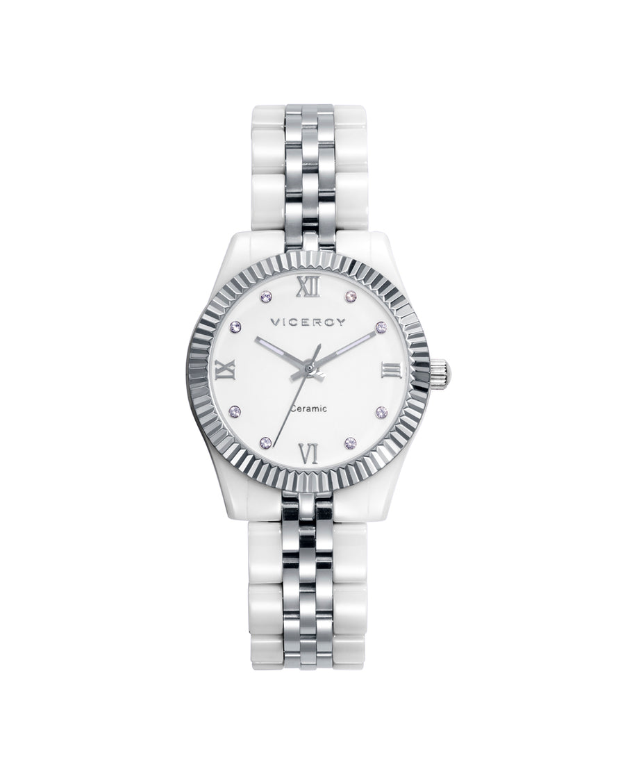 Reloj Viceroy mujer Chic de acero y cerámica blanca Ref. 41124-03