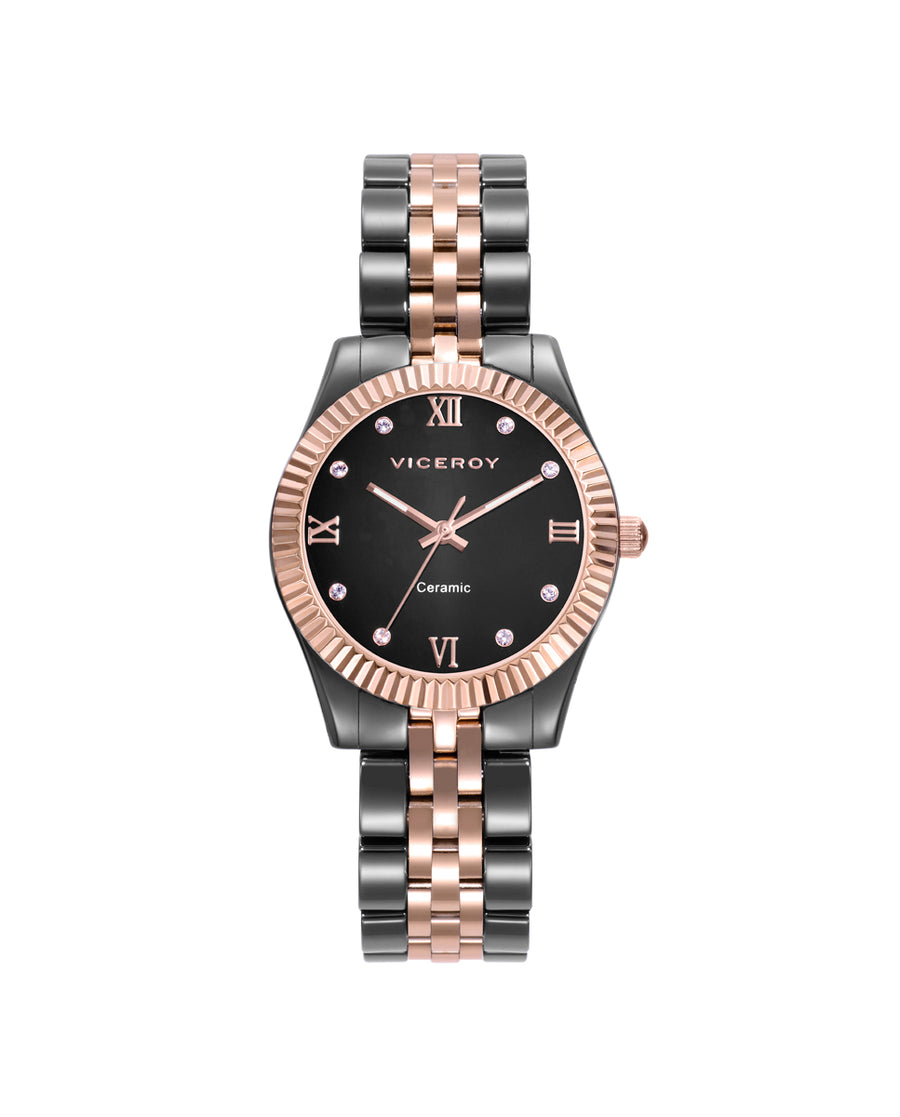 Reloj Viceroy mujer Chic de acero IP rosa y cerámica negroRef. 41124-53