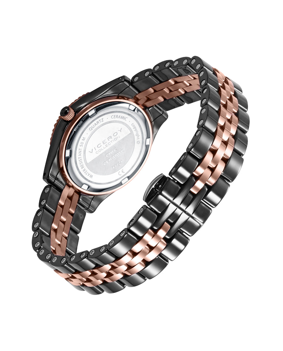 Reloj Viceroy mujer Chic de acero IP rosa y cerámica negroRef. 41124-53