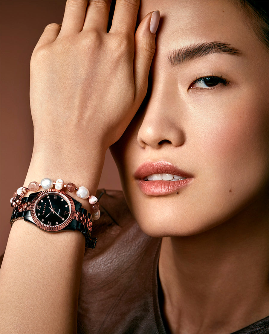 Reloj Viceroy mujer Chic de acero IP rosa y cerámica negroRef. 41124-53