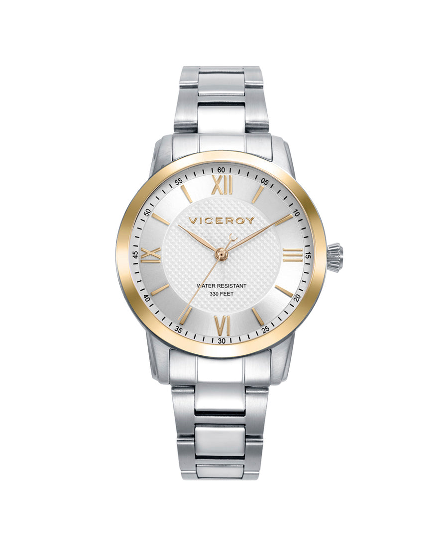 Reloj Viceroy de acero con bisel e índices dorados Ref. 41138-83