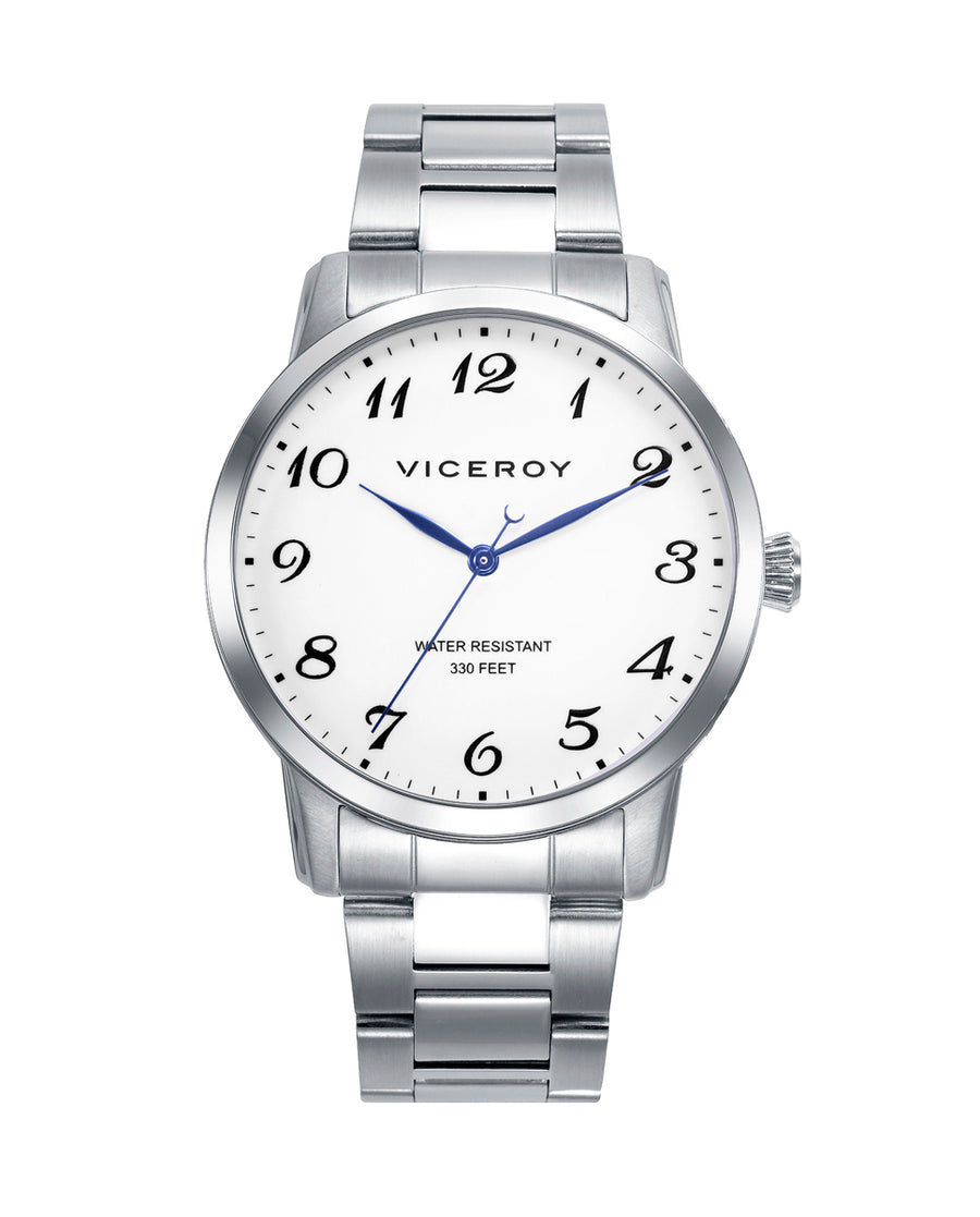 Reloj Viceroy hombre de acero con esfera blanca y números árabes Ref. 41145-05