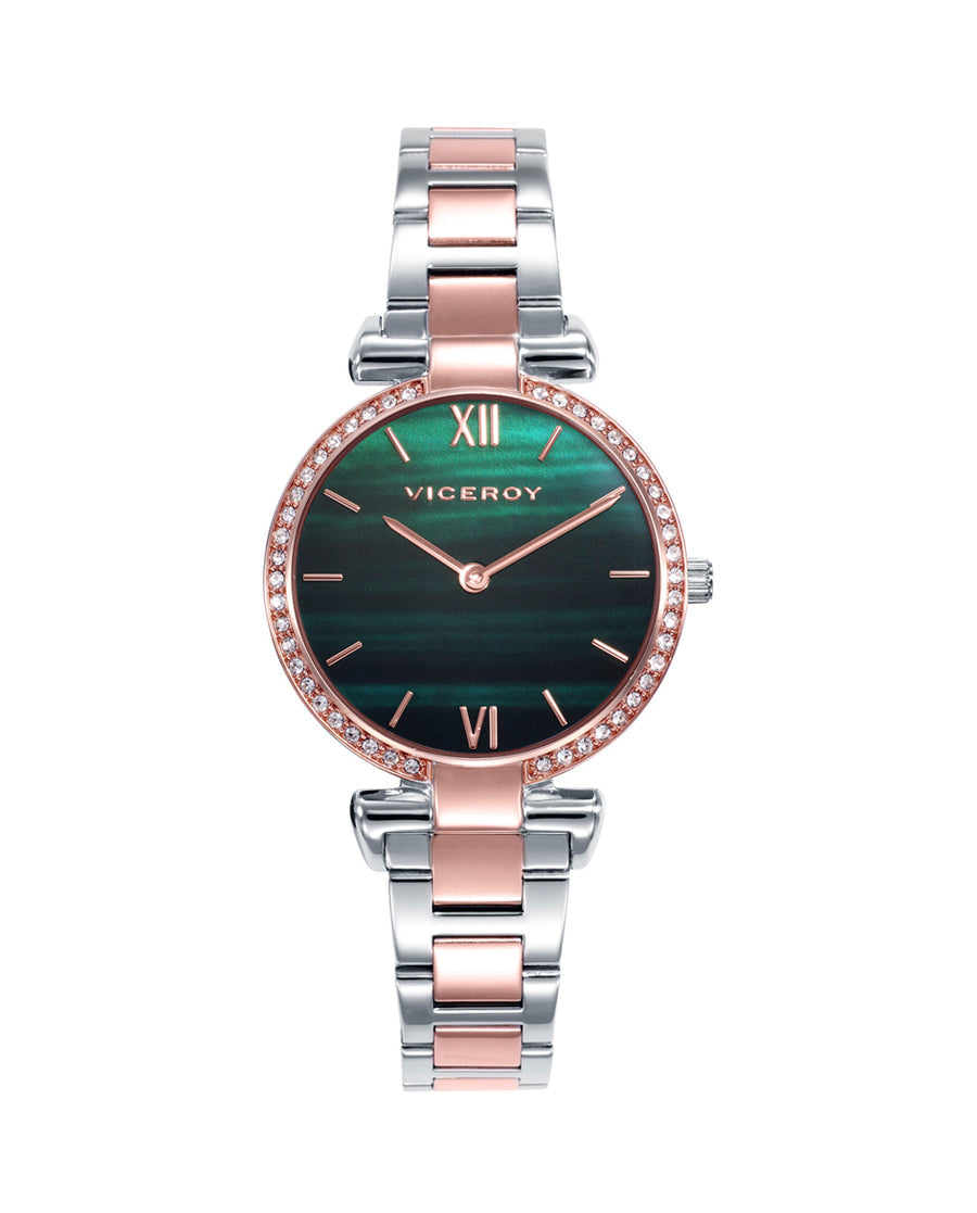 Reloj Viceroy mujer bicolor de acero e IP rosa con circonitas - 42446-63