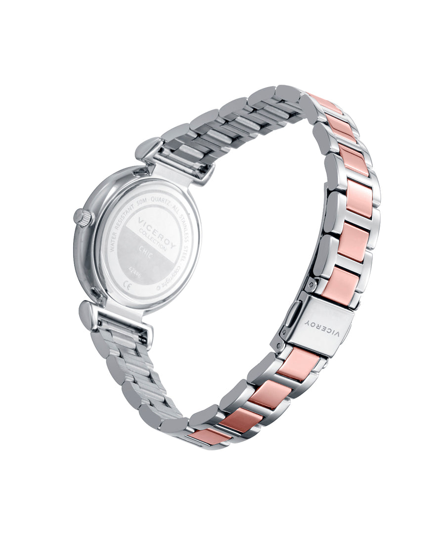 Reloj Viceroy mujer bicolor de acero e IP rosa con circonitas - 42446-63