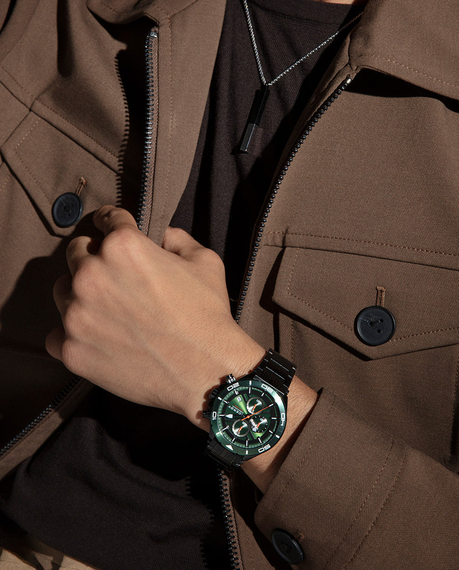 Reloj Viceroy hombre de acero IP negro bisel verde sumergible - 46841-67