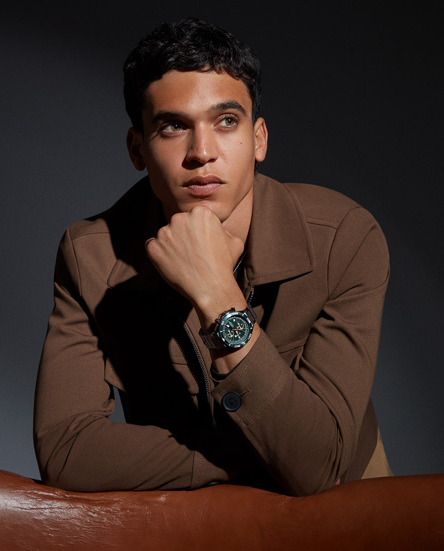 Reloj Viceroy hombre de acero IP negro bisel verde sumergible - 46841-67