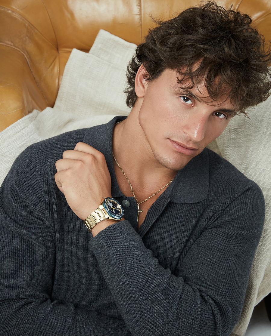 Reloj Viceroy hombre deportivo de acero IP dorado y azul - 46847-97