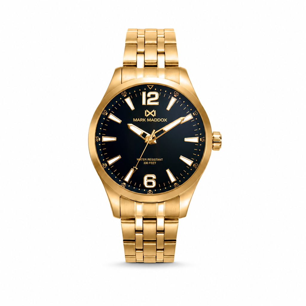 Reloj Mark Maddox hombre elegante acero IP dorado esferas - HM0148-53