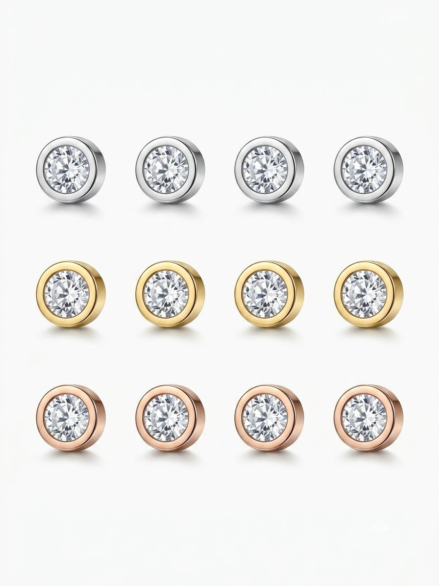 JOYERIA ACERO PENDIENTES CIRCON CHA.BLA
