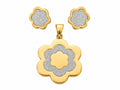 JOYERIA ACERO CONJUNTO FLOR CHAPADA CIR