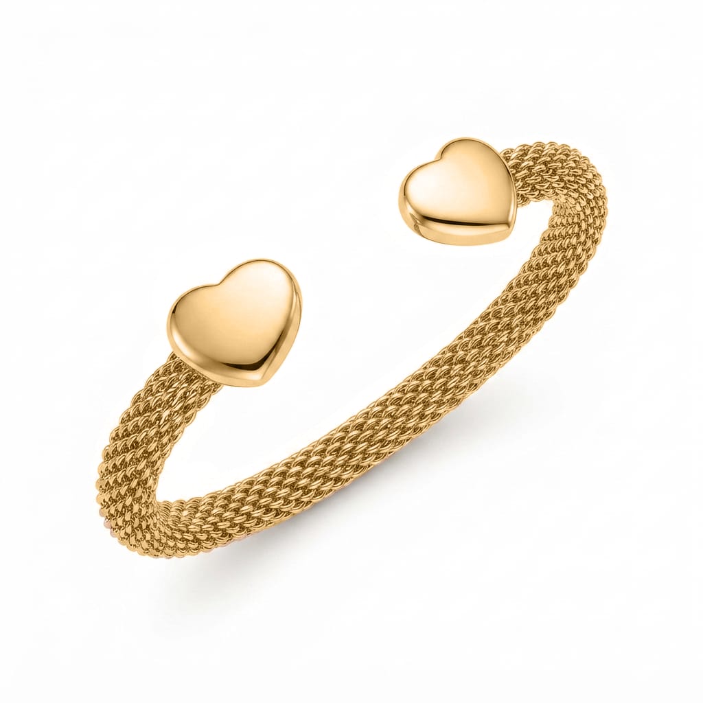 JOYERIA ACERO ESCLAVA DORADA CORAZONES