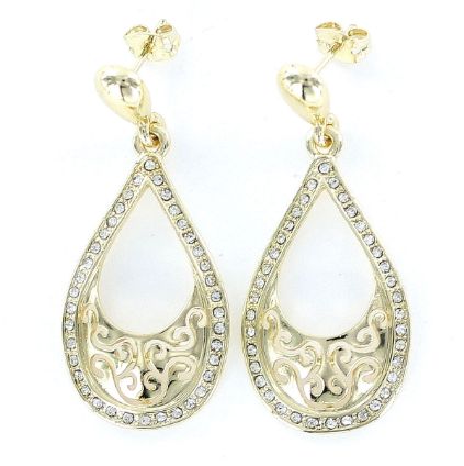 JOYERIA ACERO PENDIENTES DORADOS GRANDES