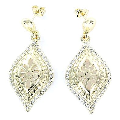 JOYERIA ACERO PENDIENTES DORADOS GRANDES