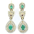 JOYERIA ACERO PENDIENTES DORADOS VERDES